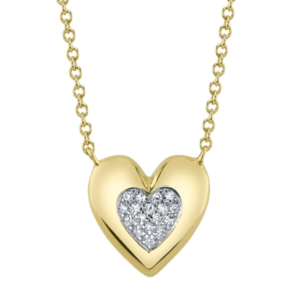 The Puffy Heart Necklace in yellow gold