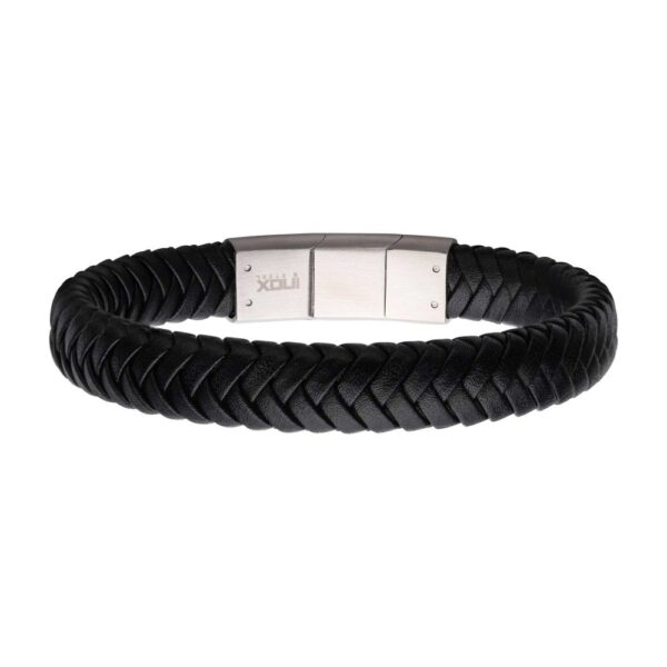 Black Braided Genuine Leather Bracelet