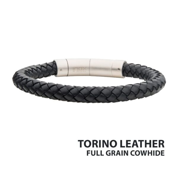 8mm Black Full Grain Cowhide Leather Bracelet