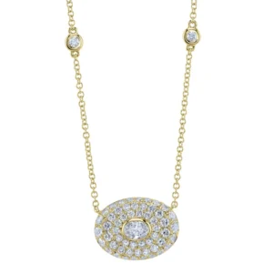 0.97 Diamond Oval Necklace in yellow gold