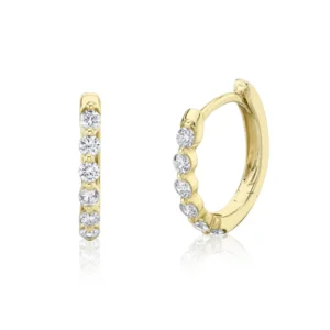 0.26CT Diamond Oval Huggie Earring in yellow gold