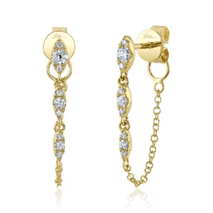 Diamond Chain Earring in yellow gold