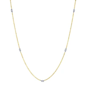 Diamond by the Yard, faceted ball chain necklace in yellow gold