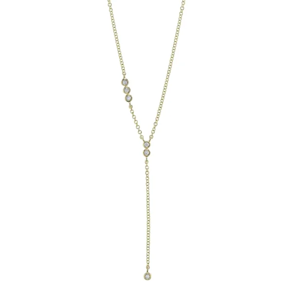 Bezel Lariat in yellow gold