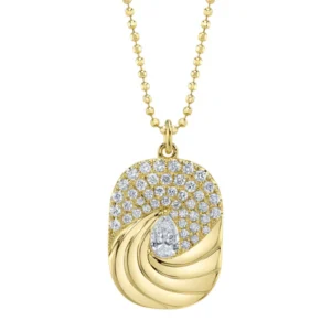 The Wave with Pear Diamond Necklace in yellow gold