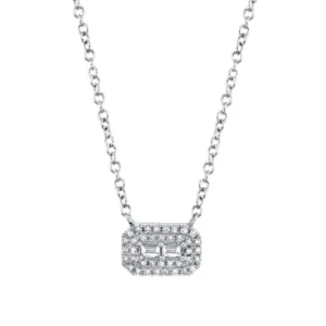 0.14CT Diamond Baguette Necklace in white gold