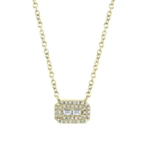 0.14CT Diamond Baguette Necklace in yellow gold