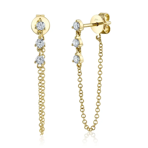 0.29ct Diamond chain earring in yellow gold