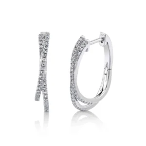 Double Hoop Diamond Earring in white gold