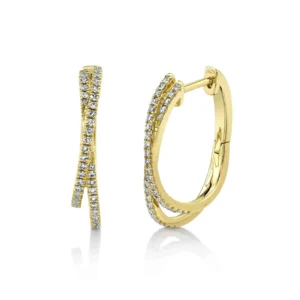 Double Hoop Diamond Earring in yellow gold