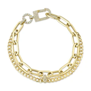 0.46ct Diamond Paperclip Bracelet in yellow gold