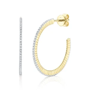 Double Hoop Diamond Earring in yellow gold