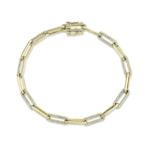 0.74ct Diamond Paper Clip Bracelet in yellow gold