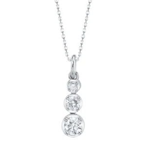 0.40ct Diamond Crown Setting Necklace w/faceted ball chain in white gold