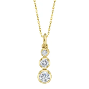 0.40ct Diamond Crown Setting Necklace w/faceted ball chain in yellow gold