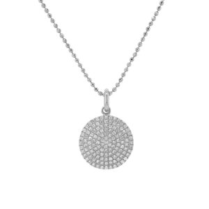 0.27ct Pave Circle Necklace with Faceted Ball Chain in white gold