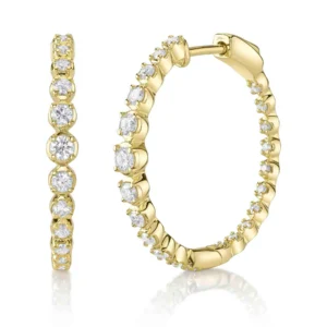 0.84ct Diamond Crown Setting Hoop in yellow gold